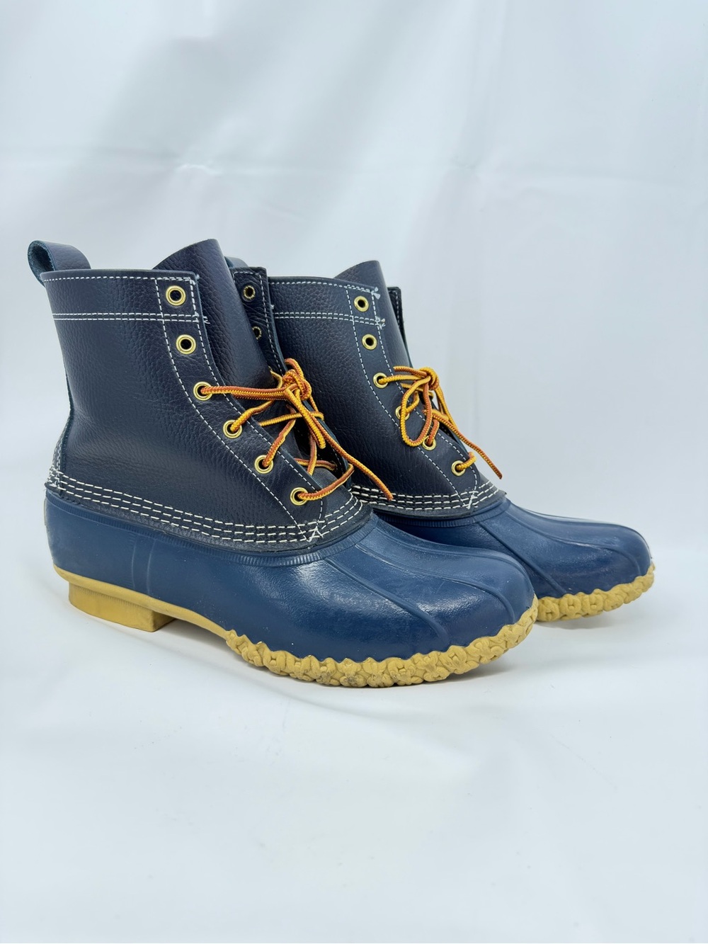 L.L. Bean Boots 8" Duck Boots Navy Blue Womens Size 11 M USA Weatherproof Rain